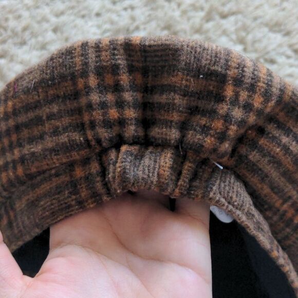 Tickled Pink Brown Plaid 70s Inspired Beret Newsboy Cap - Picture 5 of 6